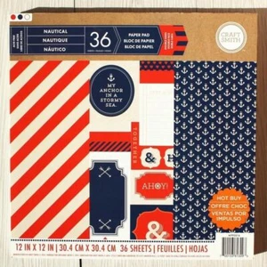 NEW Craft Smith NAUTICAL Paper Pads 48 Papers Sheets 12” x 12” 12x12 - Picture 1 of 1