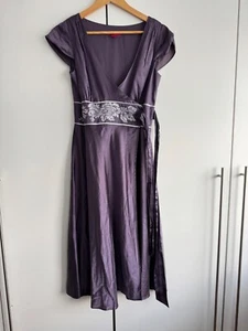 Monsoon Purple Silk Cotton Blend Wrap Dress Size 8 - Picture 1 of 11