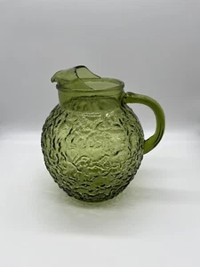 Vintage Anchor Hocking, Lido Milano Avocado Green Ball Pitcher, 1960s -70s - Picture 1 of 9
