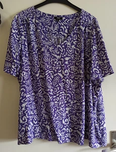 Damen Shirt @ Gr. 54 @ Lila-Weiß @ C&A @ kurzarm @ Top Zustand - Bild 1 von 13