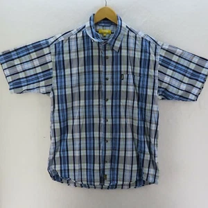 Jeep Shirt Mens Adults Size Medium Blue Short Sleeve Plaid Button Up Casual - Picture 1 of 9