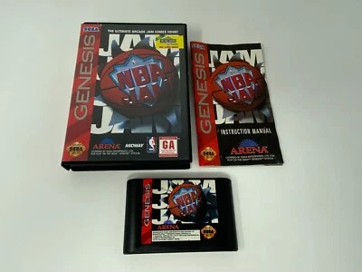 NBA Jam (Sega Genesis 1994) Complete CIB Manual Tested & Working - Image 1 of 4