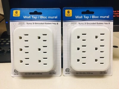 (Set of 2) 6 Outlet Wall Adapter Multi Plug Power Splitter Electrical Socket. A+ - Image 1 of 2