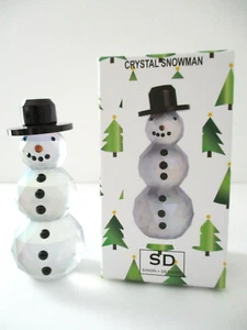 Simon Designs Crystal Snowman Figurine Paperweight New in Box - Picture 1 of 4