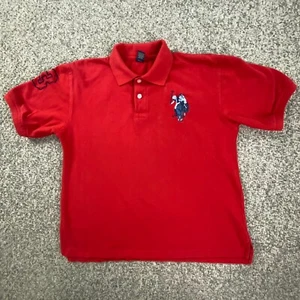 U.S. Polo Assn Shirt Youth Large 14/16 Red Big Logo Short Sleeve Collar Pullover - Picture 1 of 13