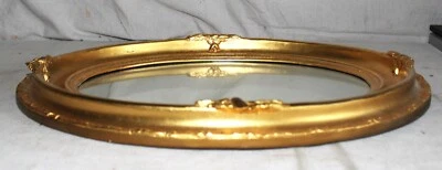 EXCELENTE AJUSTE ANTIGUO 13 X 16 ORO BRILLANTE DORADO ESPEJO MARCO DE FOTOS OVALADO MADERA 1880 Foto 1 de 4