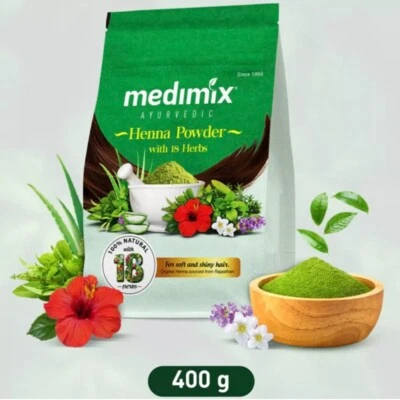 Medimix Henna Powder 150g & 400g – 18 Herbs | 100% Natural Hair Color & Careحناء