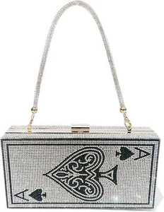 pearl&she Diamond Women Evening Handbags Purse Minaudiere Clutch Black Heart - Picture 1 of 9