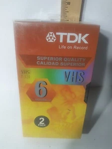 TDK 2 Pack 6 Hours T-120 VHS Blank Tapes Superior Quality Life On Record - Picture 1 of 2