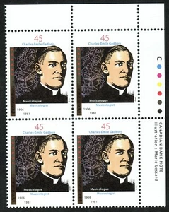 Canada sc#1637 Abbé Charles-Emile Gadbois: Musicologist, UR Impr. Block, Mint-NH - Picture 1 of 2