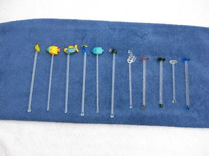 Blown Art Glass Assorted Drink Stirrers Swizzle Sticks Lot Of 11 - Picture 1 of 12