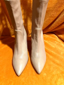 Botines Stuart Weitzman Landry 75 Buff Blush Cuero Punta Punta Tacón Bloque pantorrilla - Imagen 1 de 14