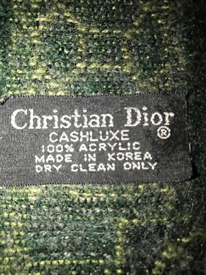Christian Dior Cashluxe Diseñador Moda Bufanda 72” Mantón Rectangular Envoltura Unisex Foto 1 de 4