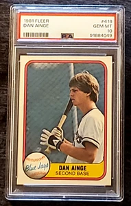 1981 Dan Ainge rookie #418 Fleer PSA 10 Toronto Blue Jays - Picture 1 of 3