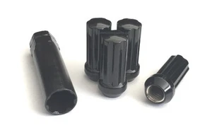 (4) DUPLEX 7 SPLINE WHEEL LOCK LUG NUTS KEY 12X1.5 M12 1.5 ACORN CLOSE END BLACK - Picture 1 of 3