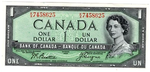 1954 Bank of Canada $1 Devil's Face Note - Beattie/Coyne - K/A7458625 - AU - Picture 1 of 2