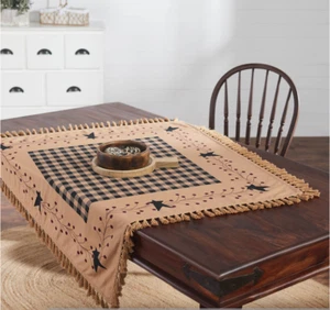 Pip Vinestar Cotton Fabric Table Topper 40x40 Tassel Edges Farmhouse Star - Picture 1 of 3