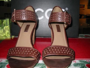 ECCO Omak Perf sandal espresso Old West heels shoes Size 6-6.5 - Picture 1 of 4