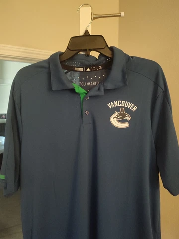 Adidas NHL Vancouver Canucks Blue & Green Size Large Climachill Men's Polo Shirt Cover