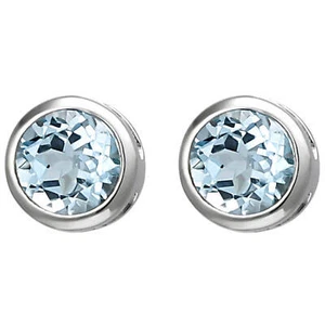 Orecchini Solitari 925 Argento Blu Topazio Topazio Blu Azzurro Rotondo Gioielli - Foto 1 di 1