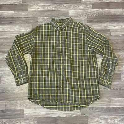 Cabela’s Flannel Shirt Button Down Men’s Large Green Blue Plaid Heavyweight - Image 1 of 4