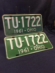 Oldtimer PAAR 1961 Ohio Nummernschilder Medina County TU 1722 Oldtimer Hot Rod  - Bild 1 von 10