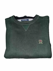 VINTAGE Tommy Hilfiger Men’s Sweater Olive Green 100% Cotton Size Large - Picture 1 of 7