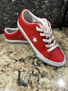 Converse Red Casino Perforated Leather Low Kids Juniors Size 4