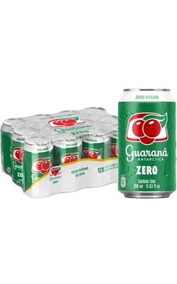 Antarctica Guarana Zero (12-12fl oz 355ml) - Brazilian Zero Sugar Soft Drink - Image 1 of 4