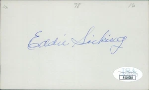 Eddie Sicking New York Giants Signed 3x5 Index Card JSA Authenticated - Picture 1 of 2
