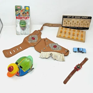 leather toy gun holster tin litho duck japan compass watch mixed stuff drawer - Picture 1 of 24