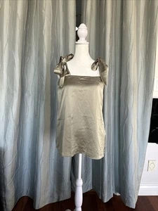 NWTs Moss Green Mumu Sexy Silky Top w/Shoulder Ties Size Small - Picture 1 of 10