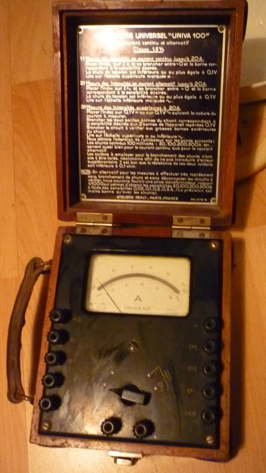 ancien appareil mesure amperemetre universel univa 100 coffret bois - Photo 1/4