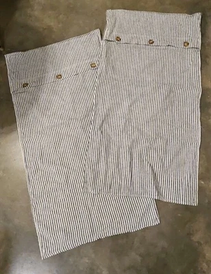 Set 2 POTTERY BARN Wheaton Striped Cotton Linen Sham Chambray Navy King 36x19" - Image 1 of 4