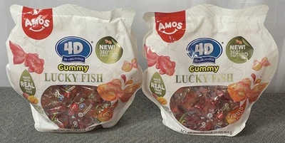 AMOS 4D Gummy Lucky Fish Lot of (2) 1 LB 13 OZ Bags (3 Pounds 10 OZ Total) NEW
