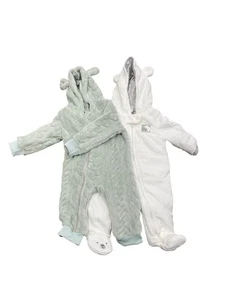 Simple Joys by Carter's Baby Fleece Footed Jumpsuit Pram, Ivory, SZ 0-3 Months - Picture 1 of 6
