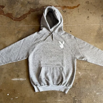 70s - 80s VINTAGE PLAYBOY MAGAZINE BUNNY HOODED SWEATSHIRT SZ S HOODIE T-SHIRT - Image 1 of 4