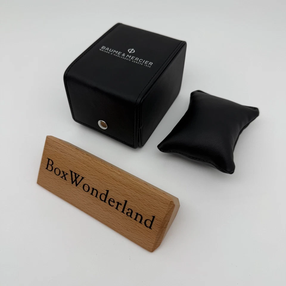 Caja de reloj de viaje Baume & Mercier genuina de cuero negro nunca usada con caja de salida Foto 1 de 4