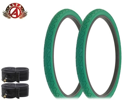 2 NEUMÁTICO DURADERO BICICLETA ALTA CRUISER 26 x 1,95 GREEN CITY CAVALIER SLICK CON TUBOS Foto 1 de 2