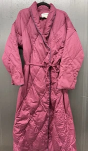 Bata acolchada Warm Things talla grande rosa bolsillos con cinturón acogedor salón invierno - Imagen 1 de 7