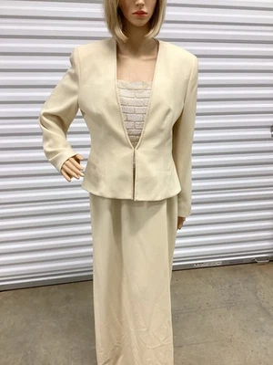 Vestido y chaqueta de boda DAYMOR Couture C. Mercedes Ferreira con cuentas marfil talla 10 nuevo con etiquetas Foto 1 de 4