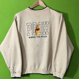 XL Cream Disney Winnie the Pooh Paint Splatter crewneck sweatshirt - Picture 1 of 5