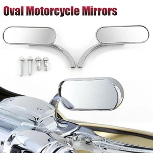 Chrome Oval Rear View Mirror Aluminum Fits for Harley Touring Softail/Sportster - Imagen 1 de 11