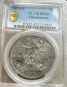 1876-S Trade Silver Dollar - PCGS XF45 - Interesting Chopmarks - Thick Slab $1 - Bild 1 von 8