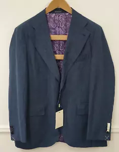 Hombre Suitsupply Blazer La Spalla Seda Lana Lino Azul Talla 26 EU52S GB / US42S - Imagen 1 de 8