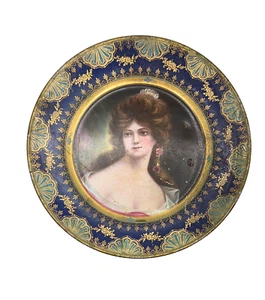 Antique 1907 Dresden Vienna Art Plate #208 Marianne Gibson Girl Tin Litho Meeks - Picture 1 of 3
