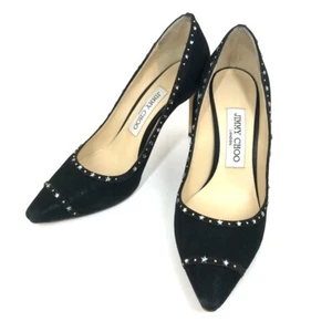 JIMMY CHOO Star Tacones Altos Bombas Gamuza Negro - Imagen 1 de 16