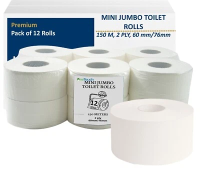 Quality Mini Jumbo Toilet Tissue Rolls 150 M 2 PLY 2,3 Core White Soft Paper - Image 1 of 4