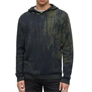 John Varvatos Collection Men's Tomson Pullover Hoodie Edgy Jacquard Eucalyptus S - Picture 1 of 5
