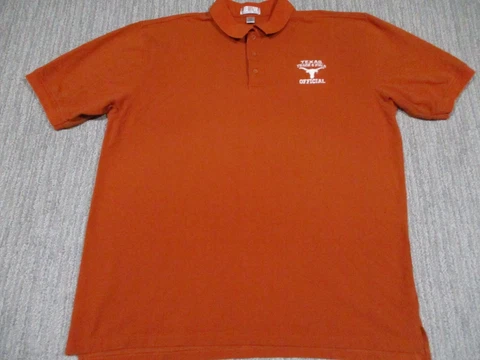 Texas Longhorns Shirt Mens 2XL XXL Orange College Track Polo Embroidered Logo Cover